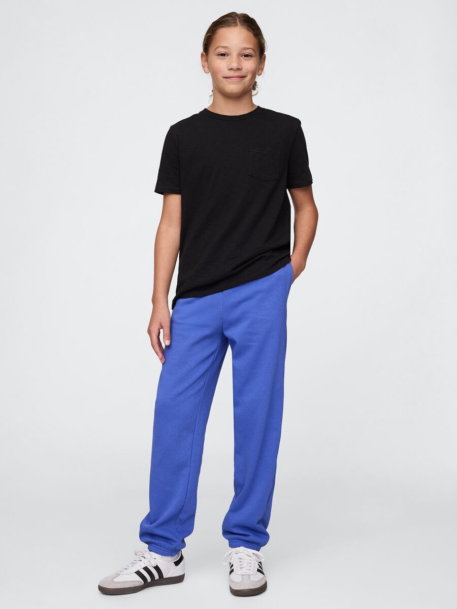 Blue Cotton Blend Jogger Trousers Boy_0