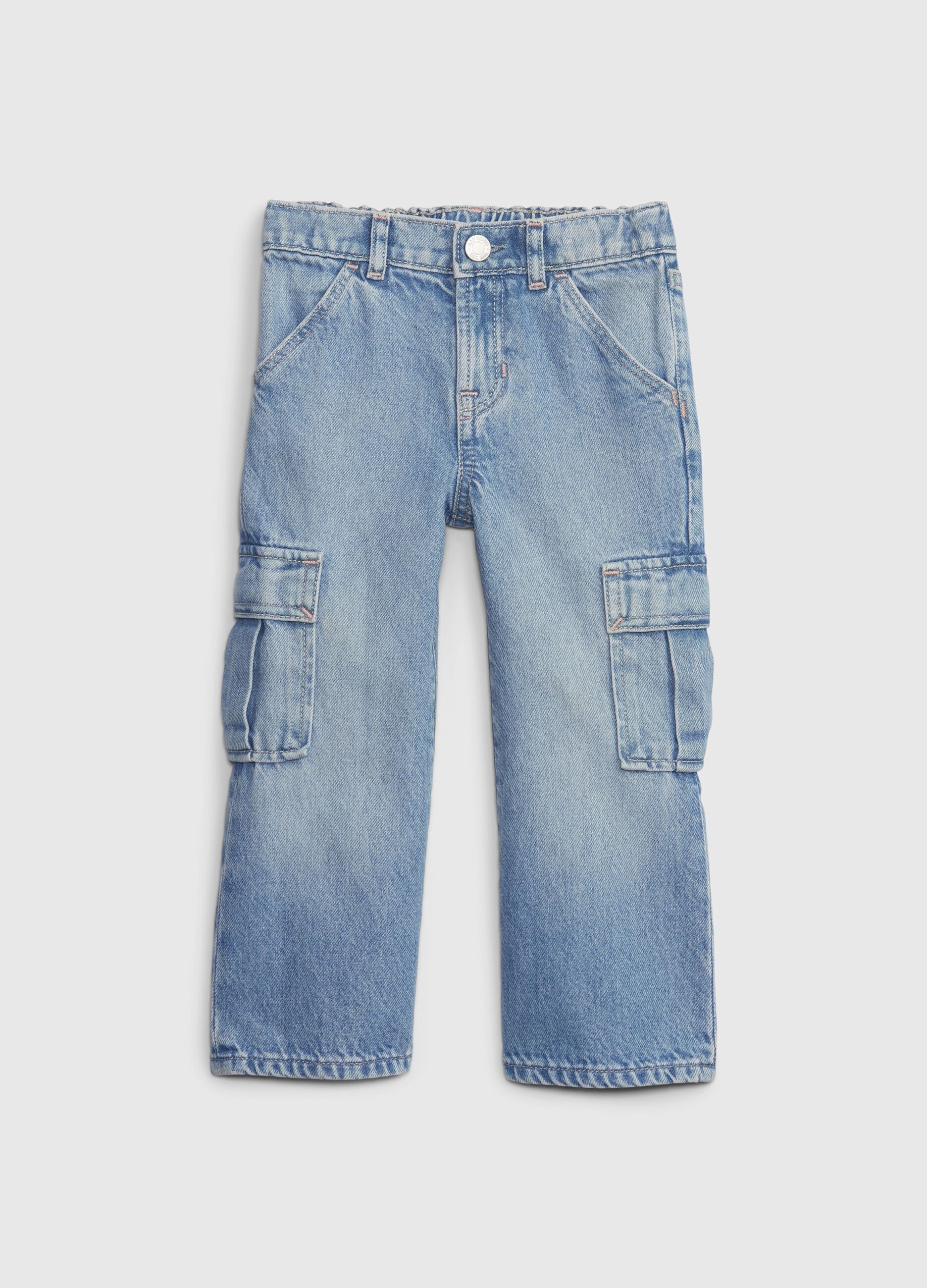 Acid wash cargo stride jeans