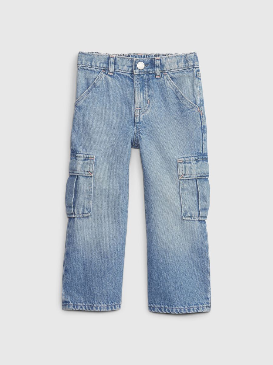 Acid wash cargo stride jeans Newborn Boy_0