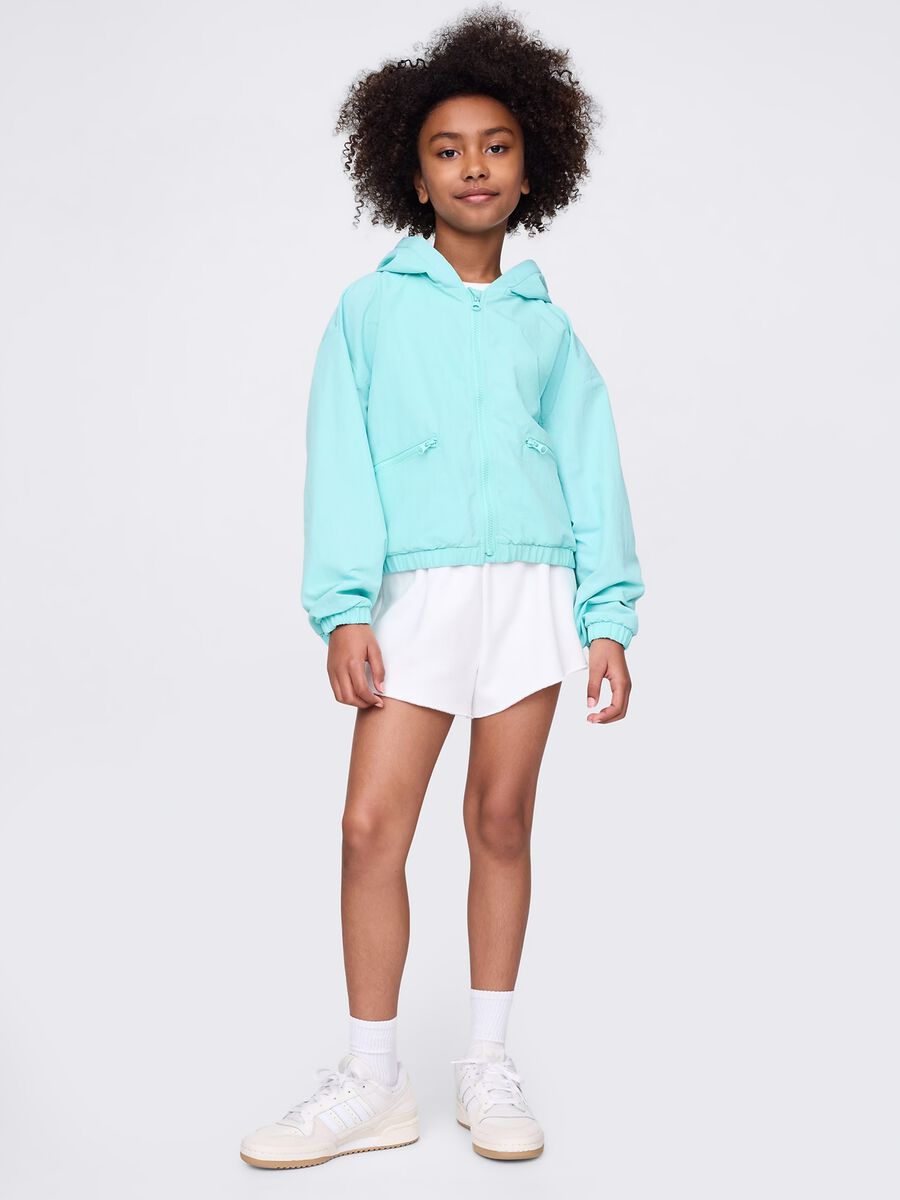 Giacca leggera con cappuccio verde menta Bimba_1