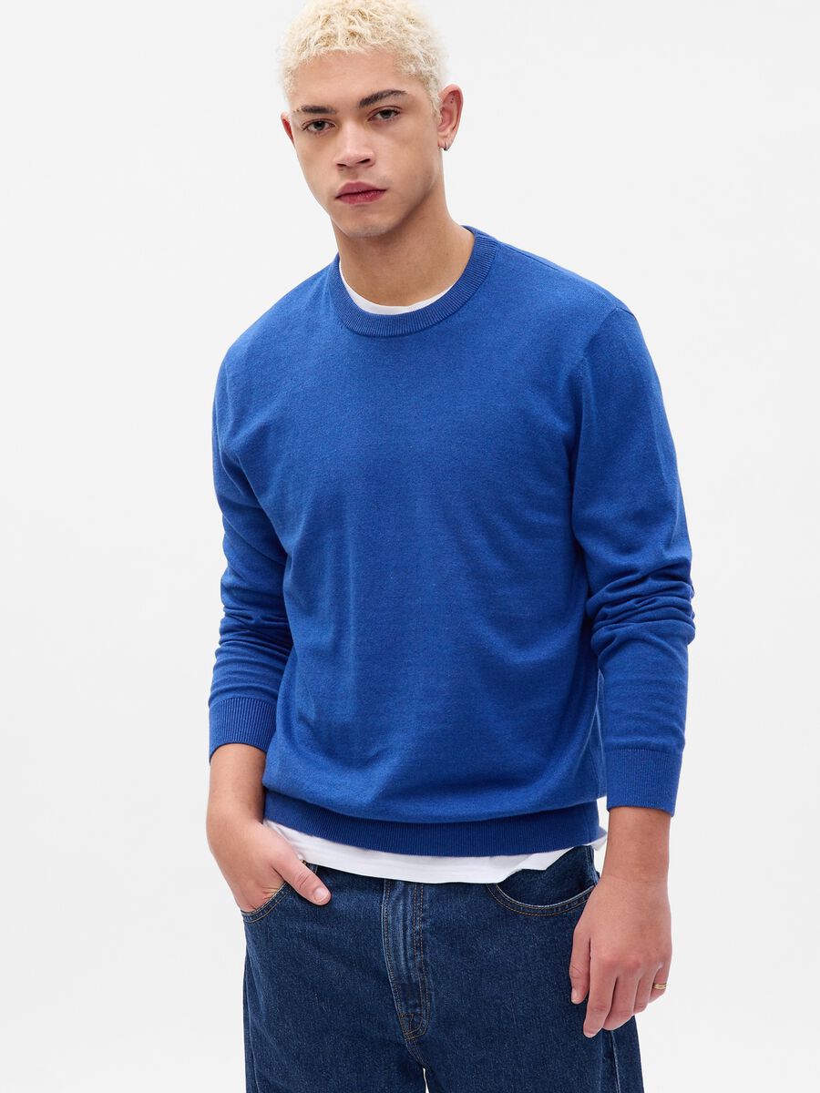 Cotton pullover with round neck Man_0