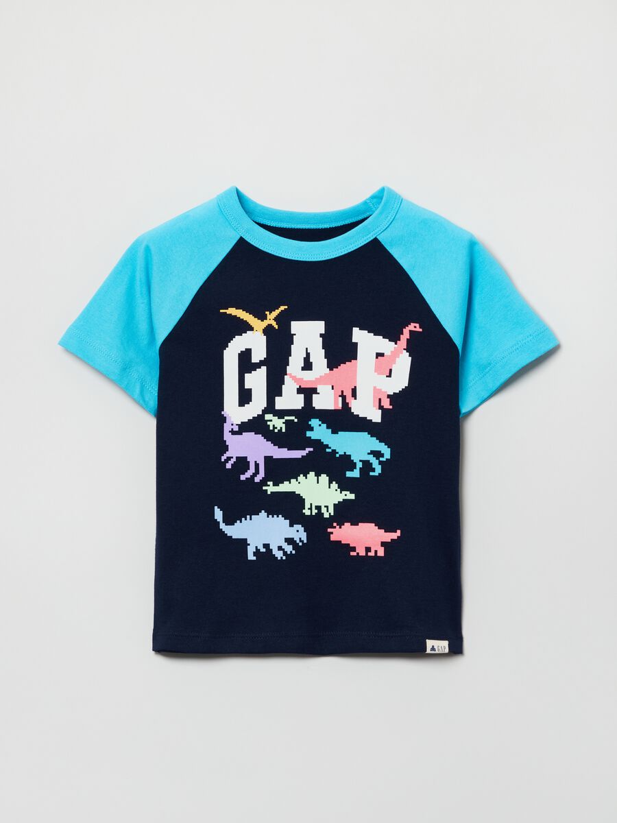 T-shirt in cotone stampa dinosauri e logo Neonato_0
