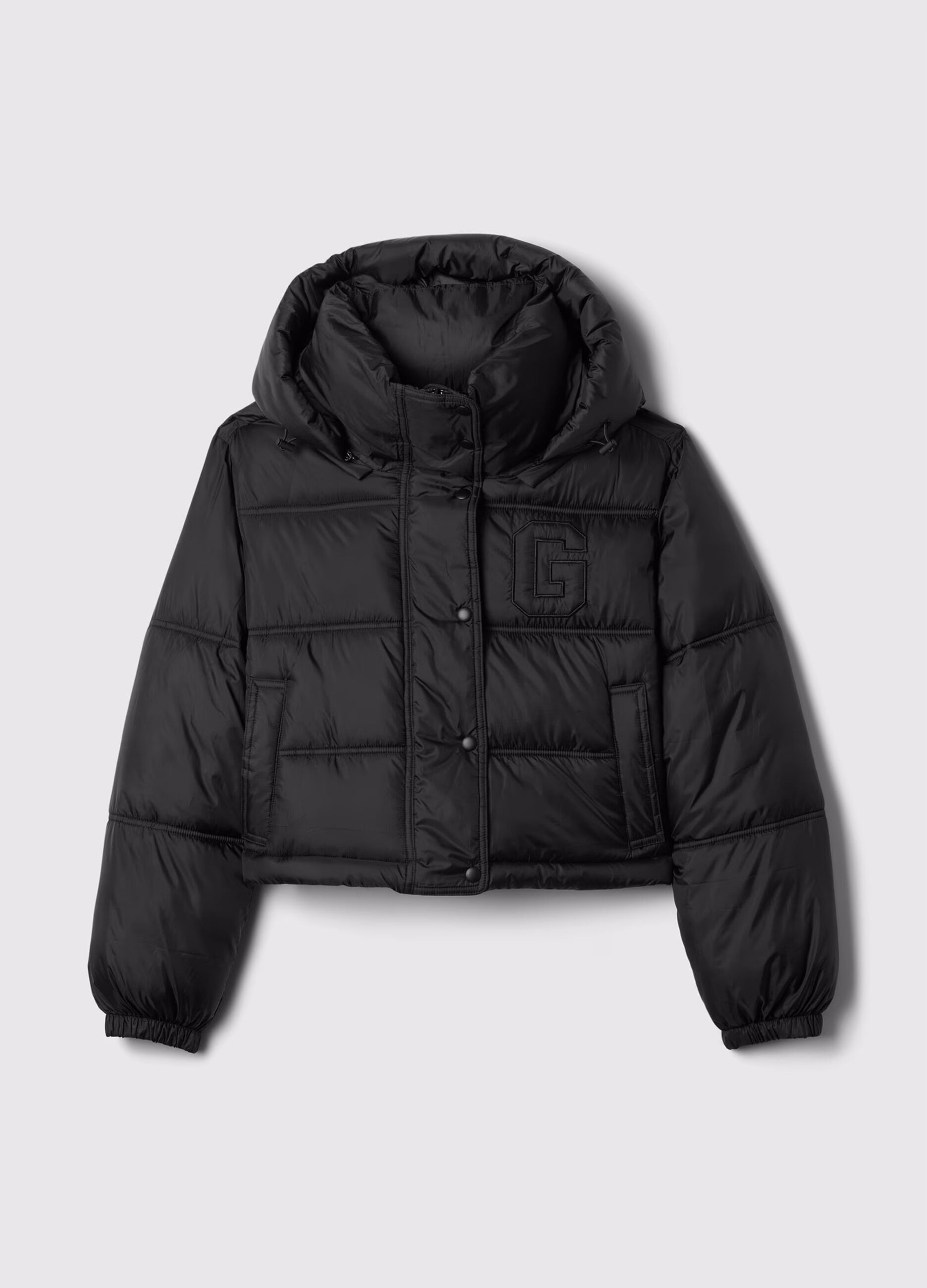 Short quilted down jacket with hood