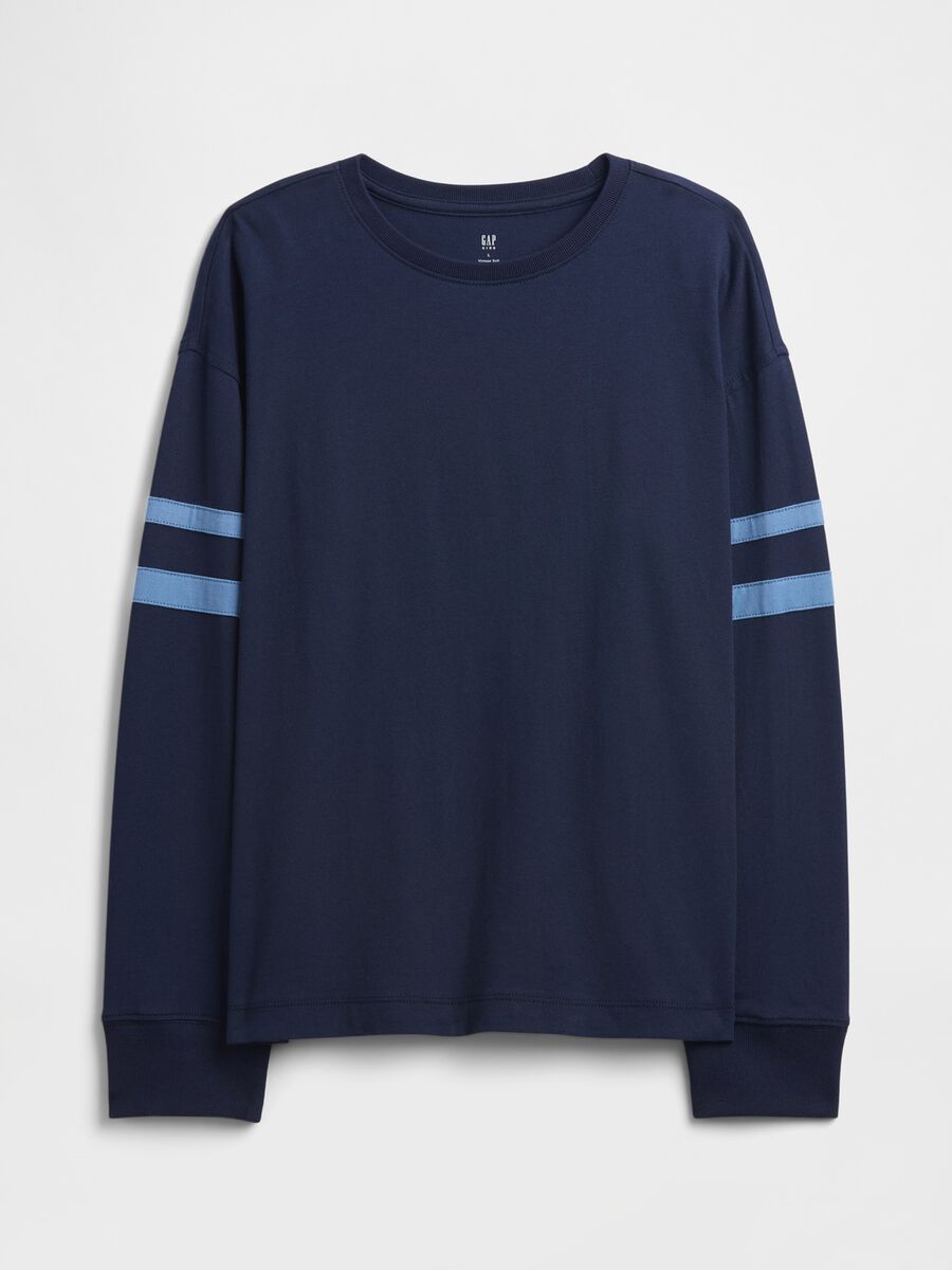 Long Sleeve Blue Cotton T-Shirt Boy_0