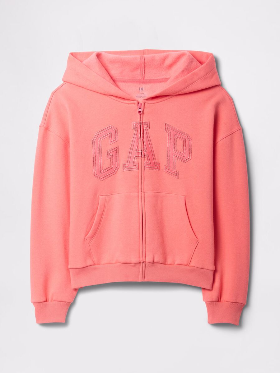 Felpa full zip rosa con logo Bambina_3