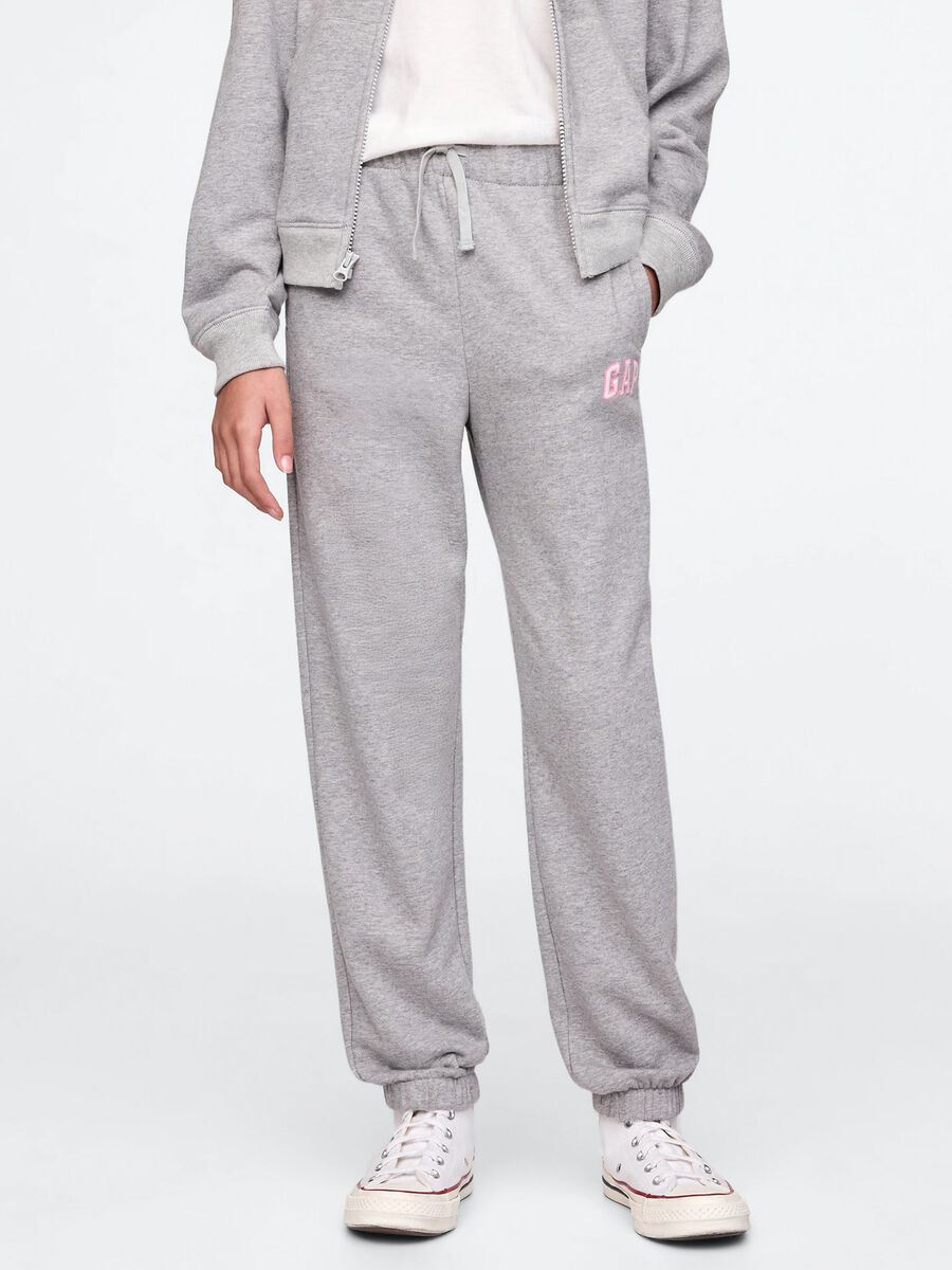 Joggers grigio con coulisse e patch logo Bambina_1