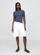 T-shirt blu elasticizzata a maniche corte_1