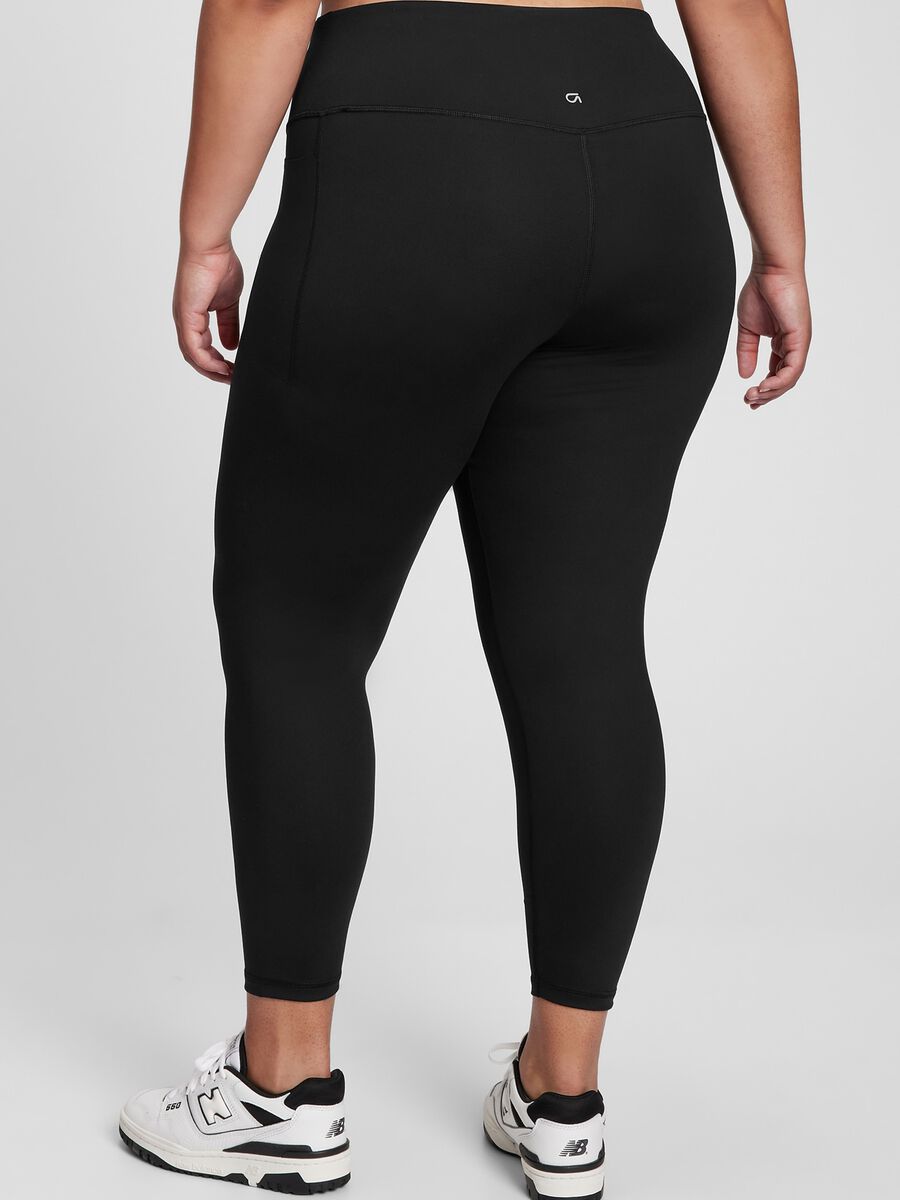 Leggings a vita alta tinta unita Donna_3