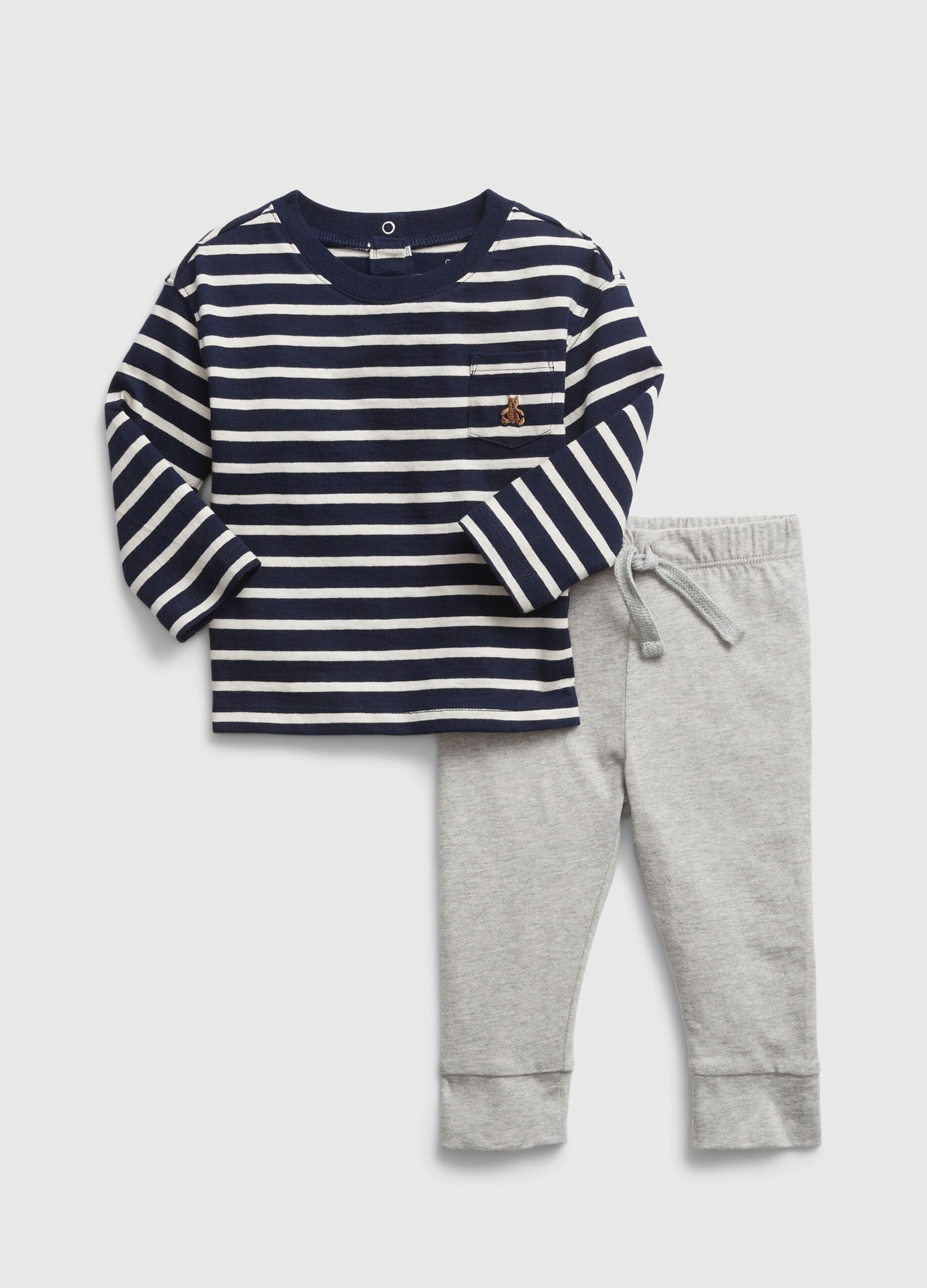 Jogging set in cotton with striped T-shirt