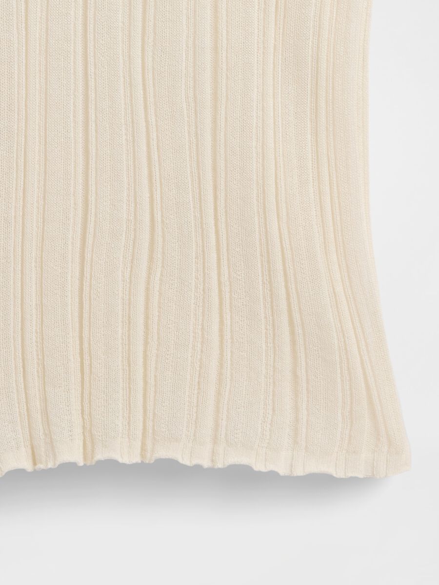 White Sweater with Sheer Long Sleeves Woman_5