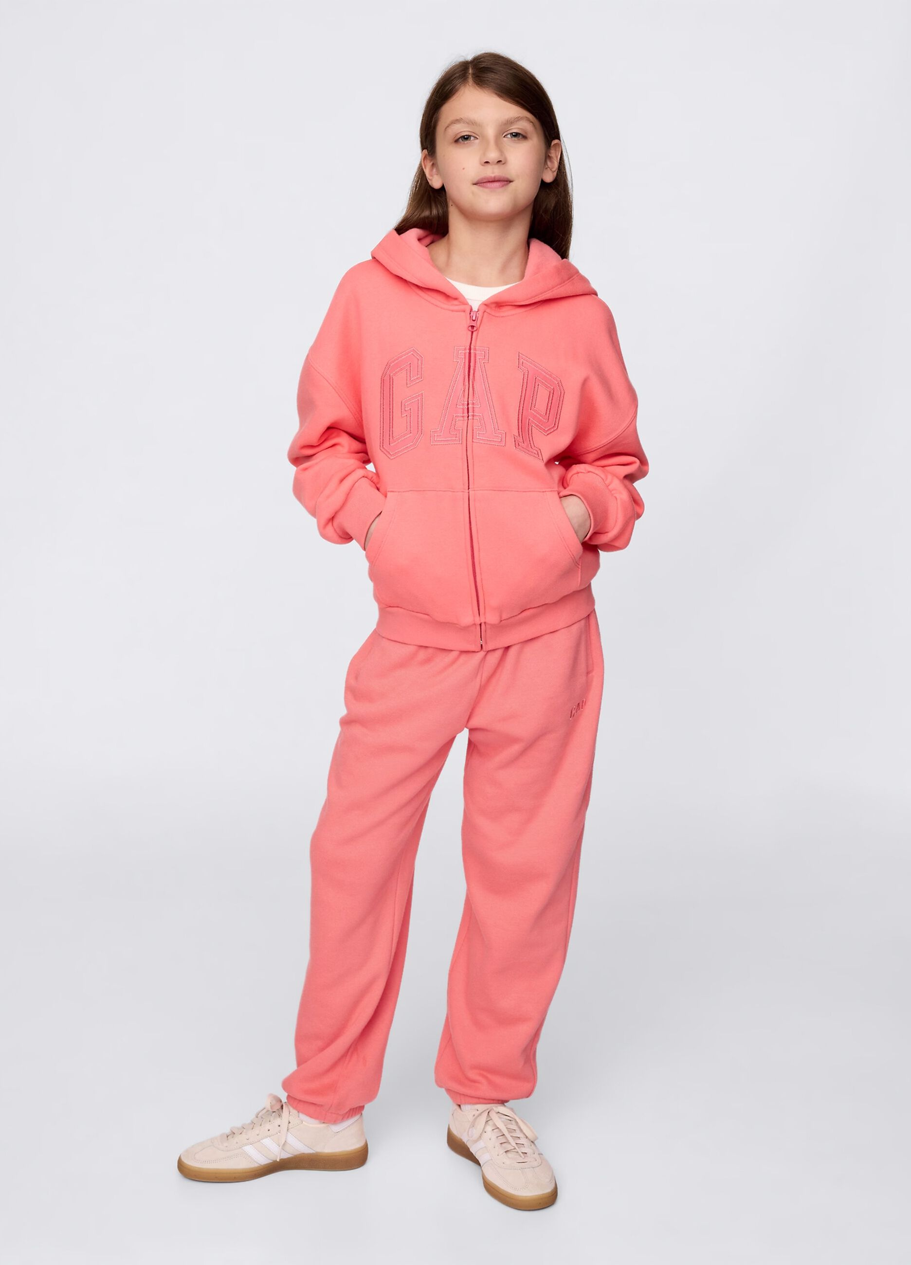 Felpa full zip rosa con logo_1