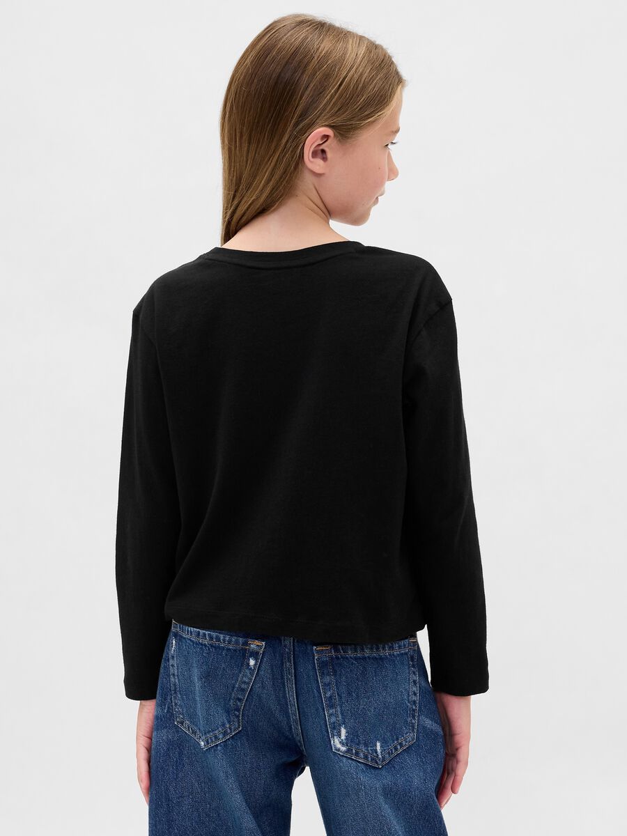 Long sleeve black cotton t-shirt Girl_1