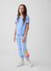 Jogger in misto cotone azzurri da ragazza regular fit con stampe_0