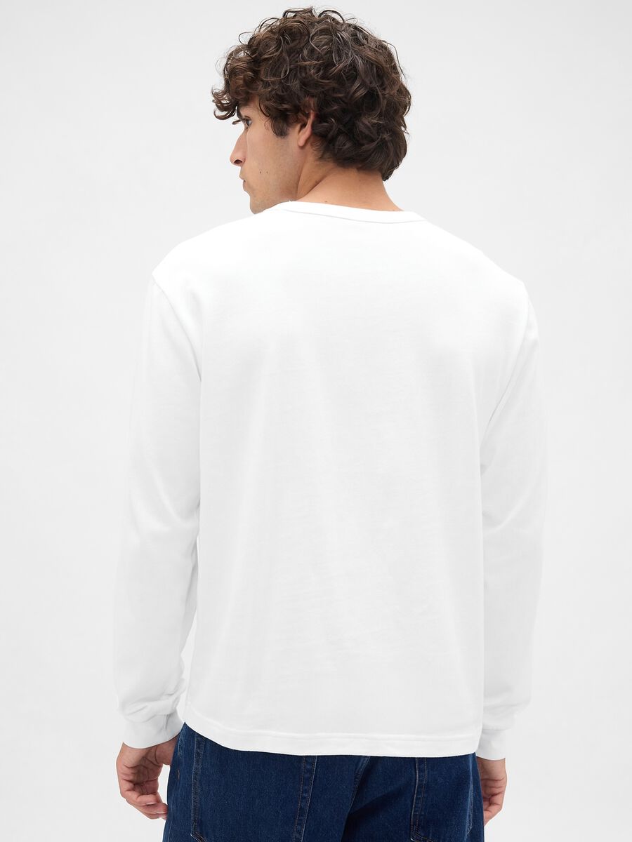 White Cotton Long Sleeve Top Man_1