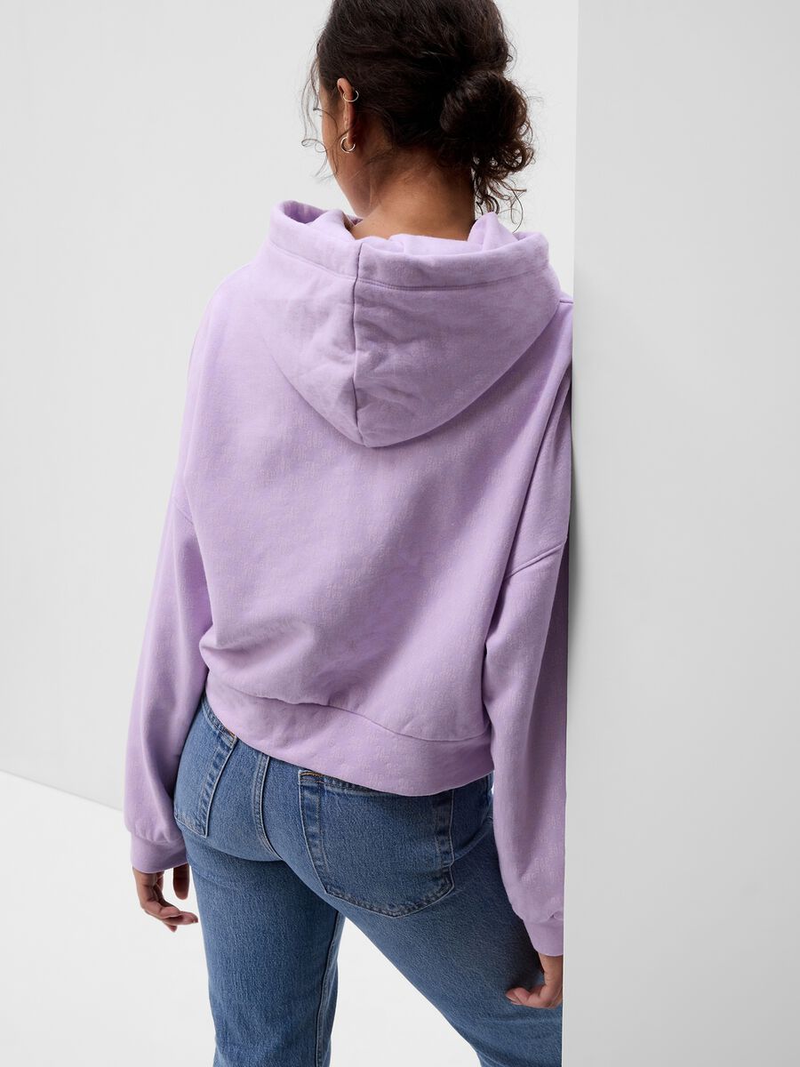 Crop sweatshirt with all-over logo print Woman_1