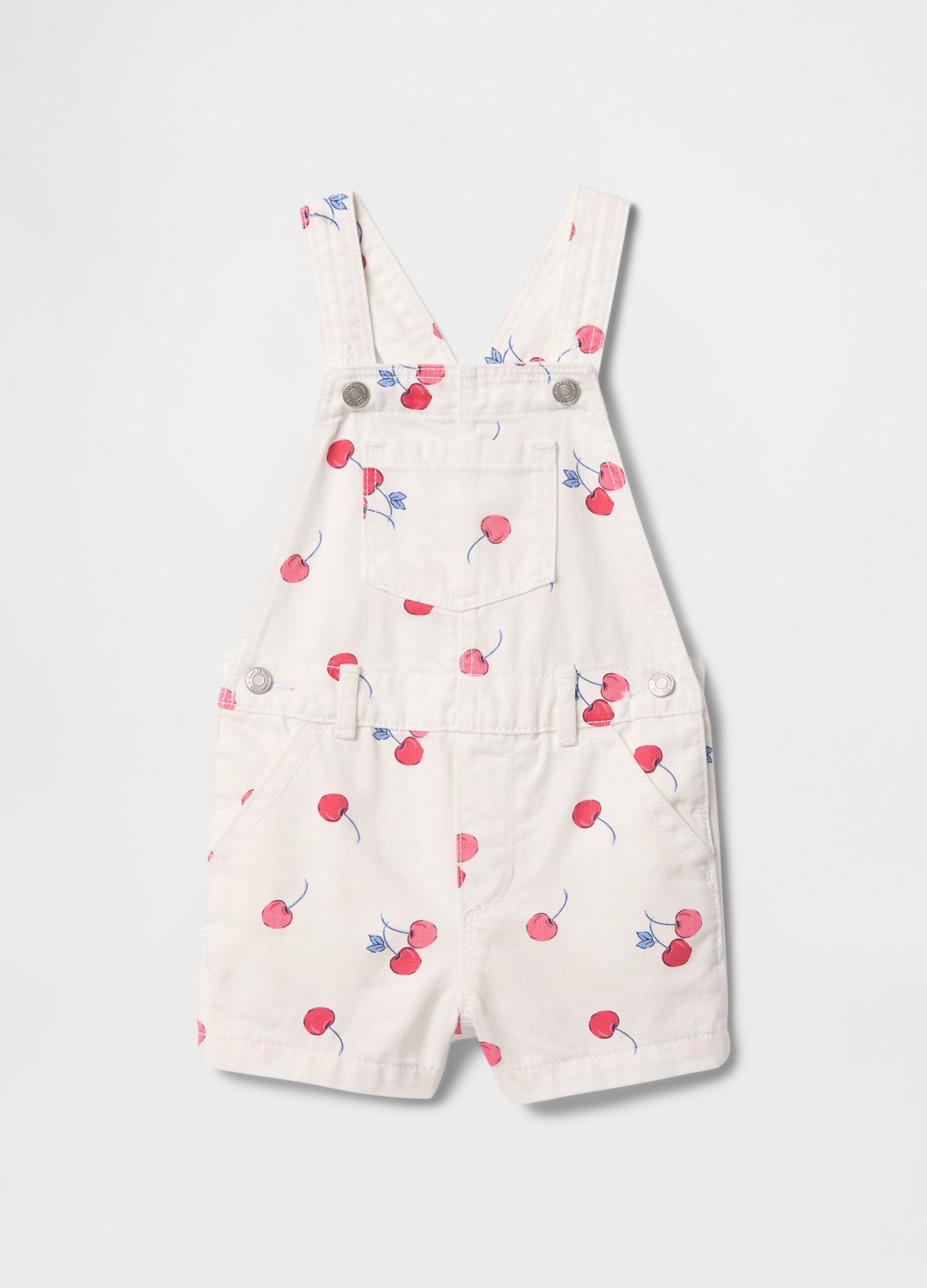 Salopette bianca con stampa ciliegie GAP Kids