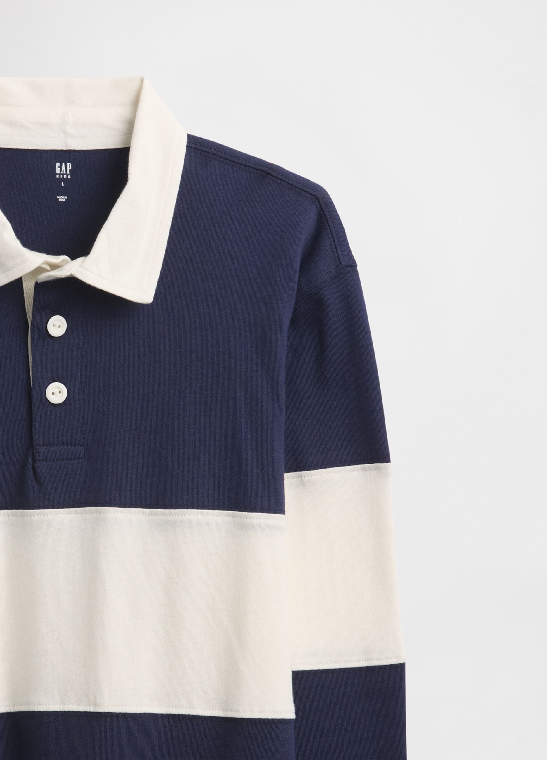 Long sleeve blue cotton polo shirt_2