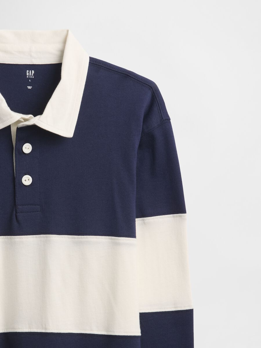 Long sleeve blue cotton polo shirt Boy_2