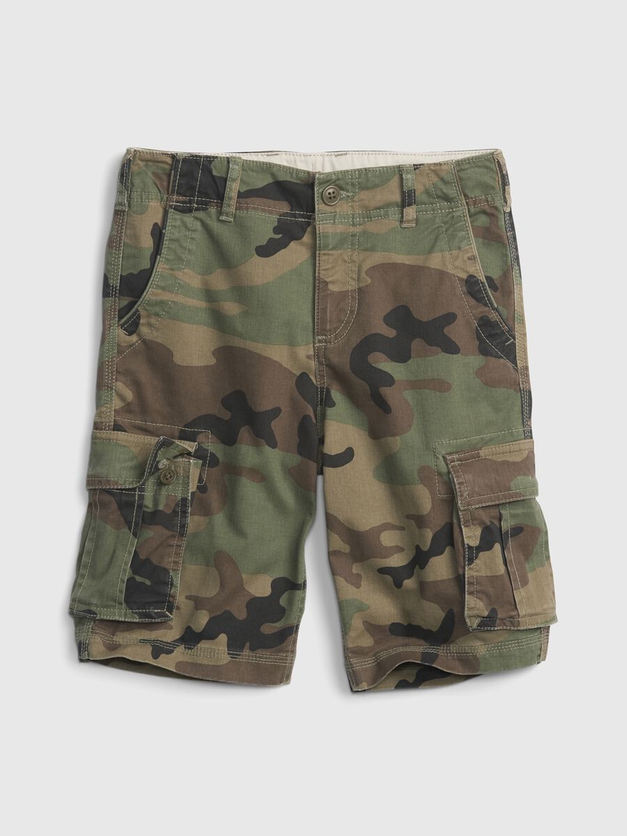 Cargo Bermuda shorts in camouflage stretch cotton_0