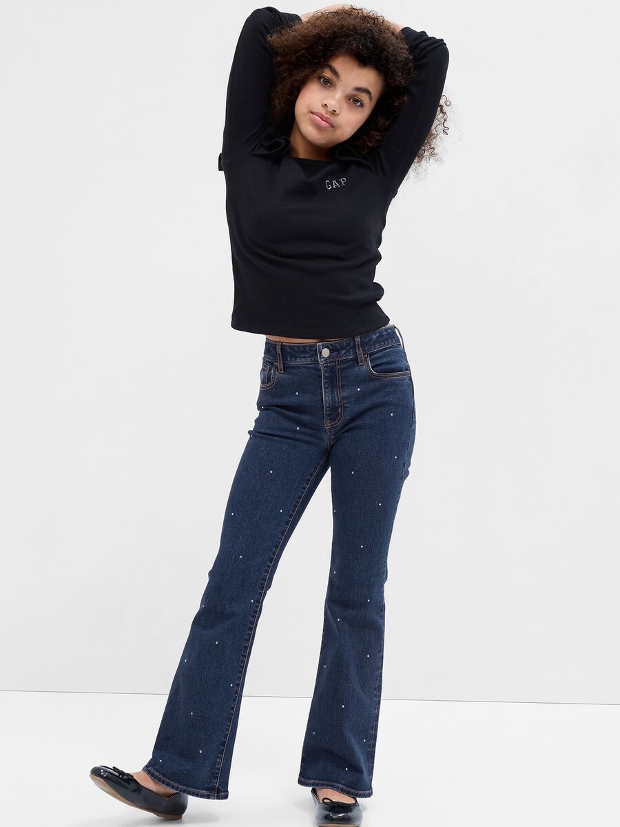 Flare-fit jeans with diamantés Girl_0
