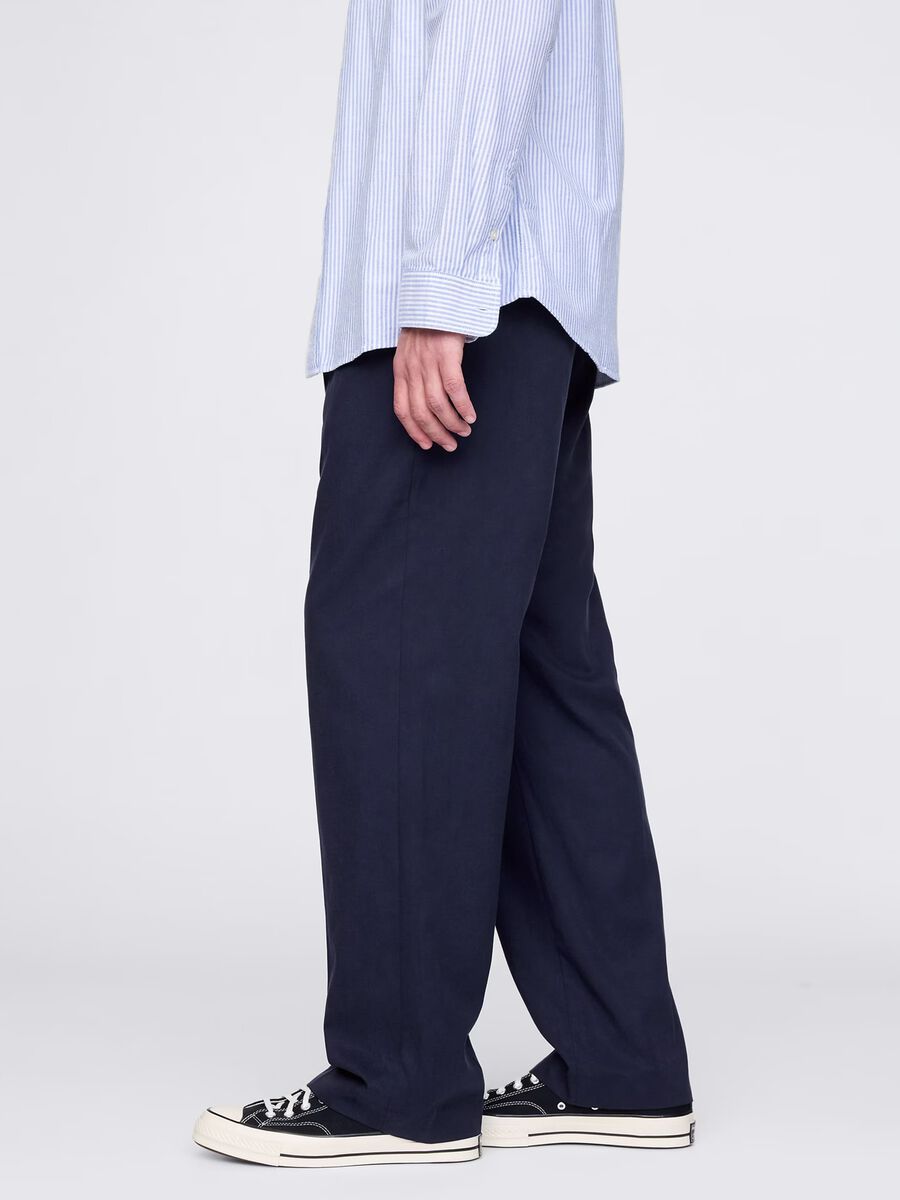 Men's blue trousers in Lyocell and cotton Man_3