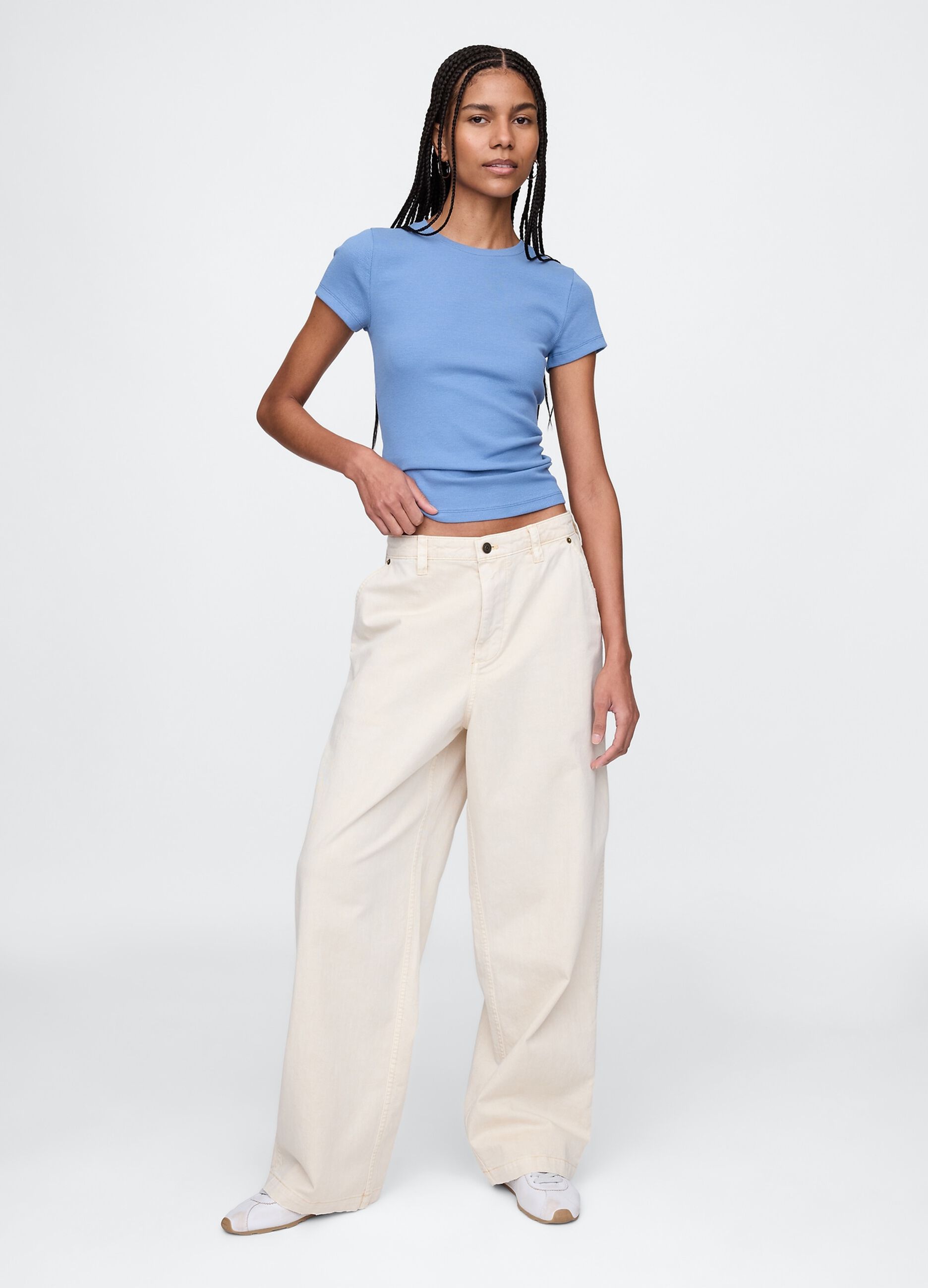 T-shirt slim fit in cotone a costine _1
