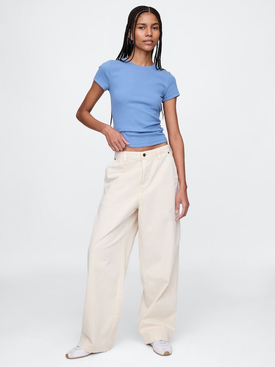 T-shirt slim fit in cotone a costine  Woman_1