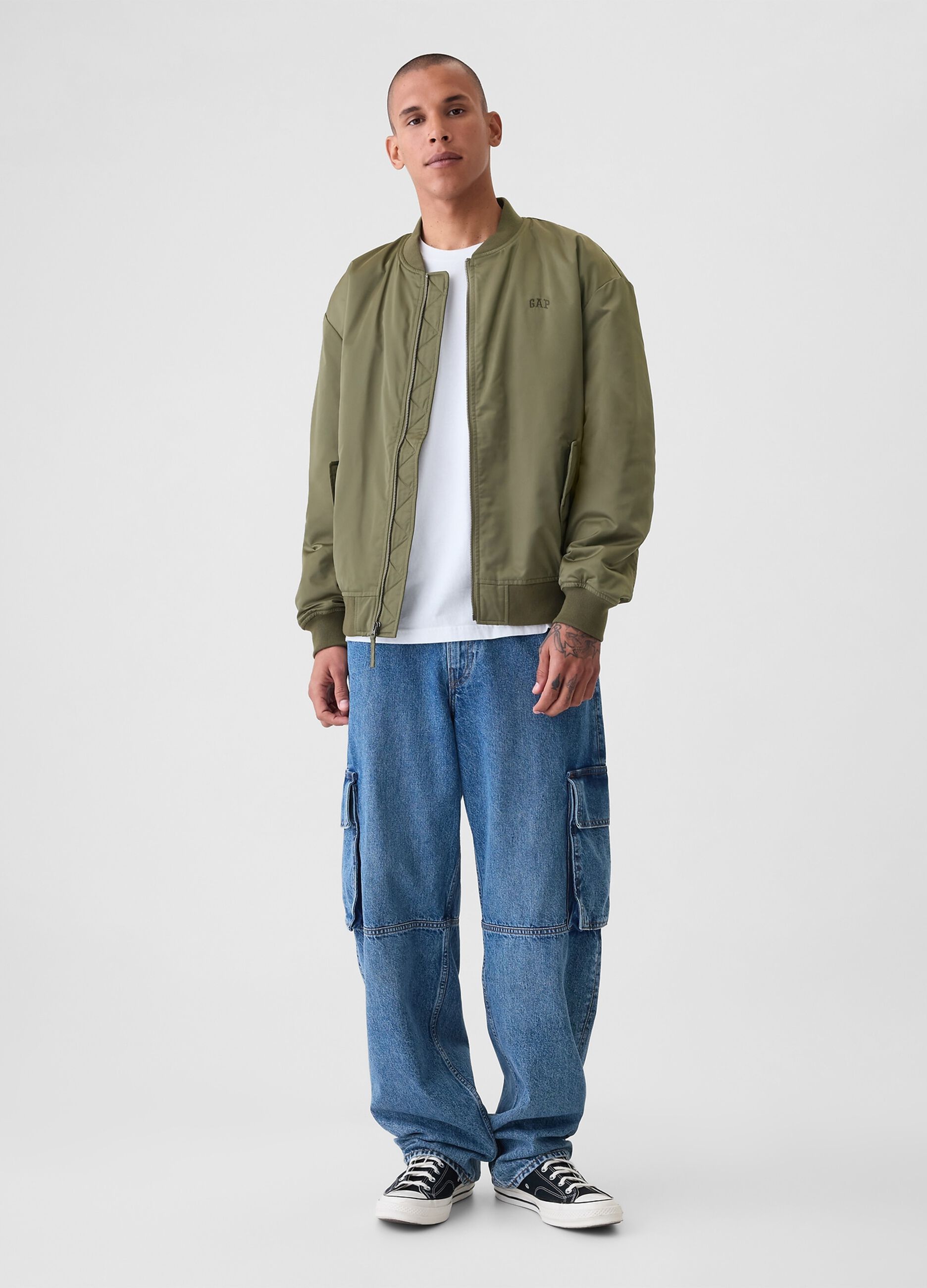 Bomber full-zip con ricamo logo