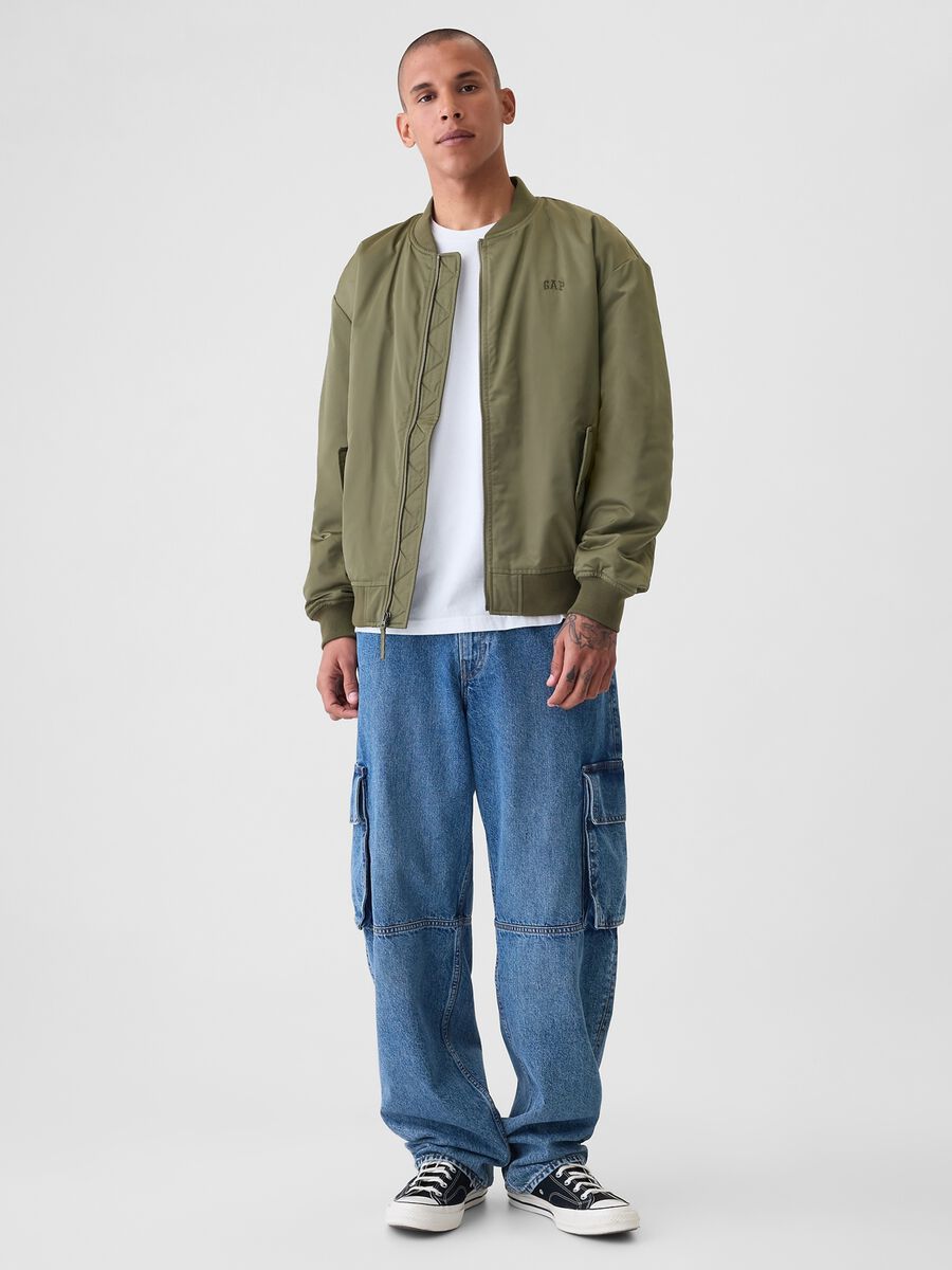 Bomber full-zip con ricamo logo Uomo_0