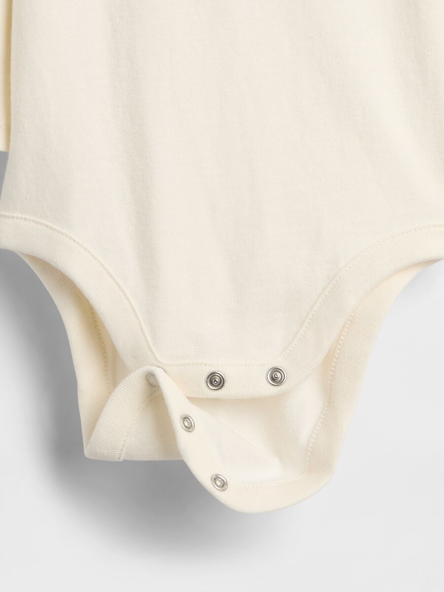 Long sleeve white cotton bodysuit Newborn Boy_3
