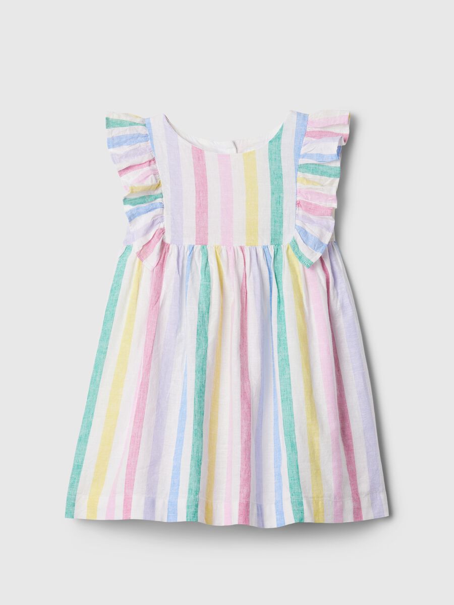 Multicoloured striped dress with flounce Newborn Boy_0