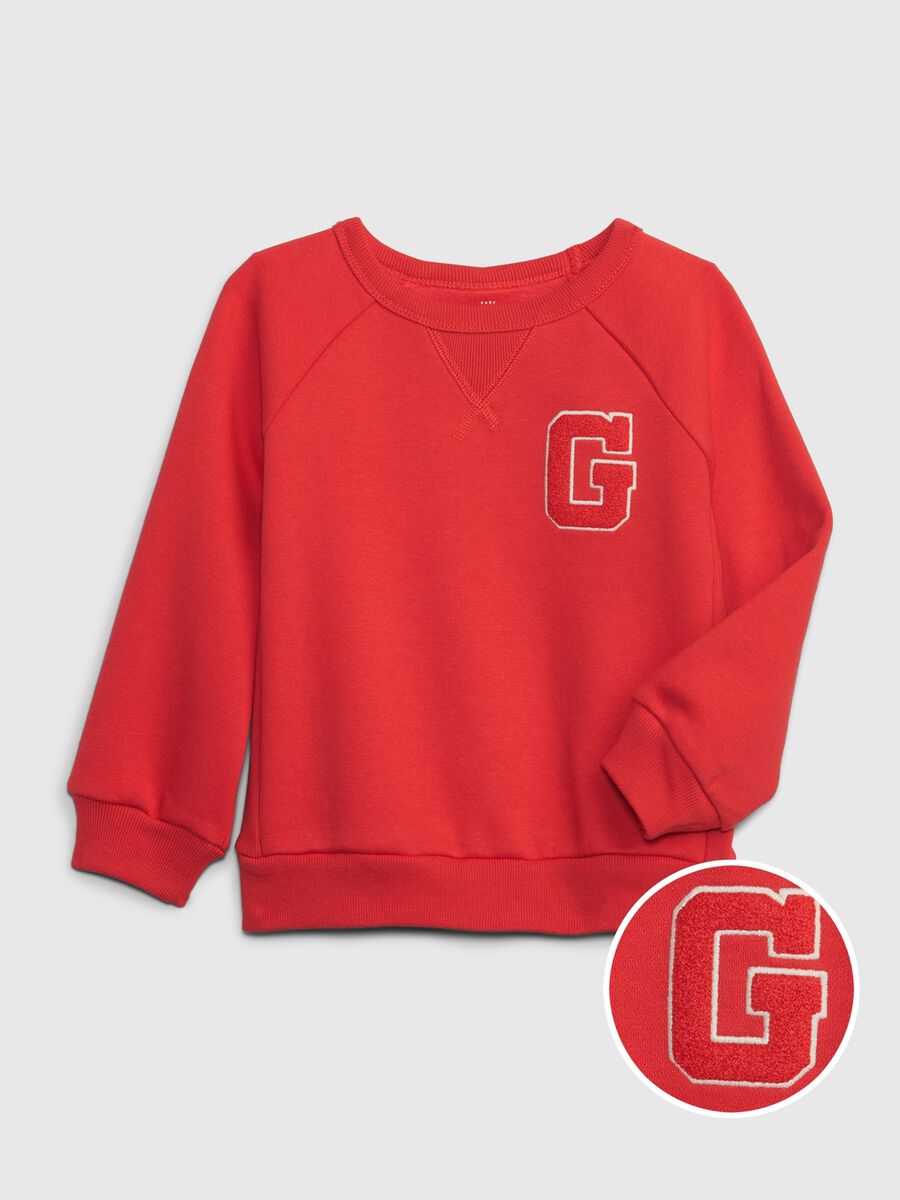 Sweatshirt with round neck and logo embroidery Newborn Boy_0