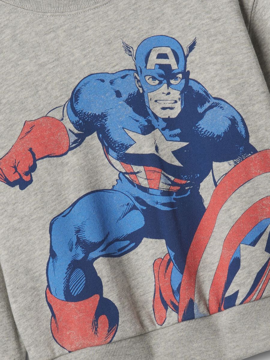 Sweatshirt with round neck and Marvel Captain America print Newborn Boy_1