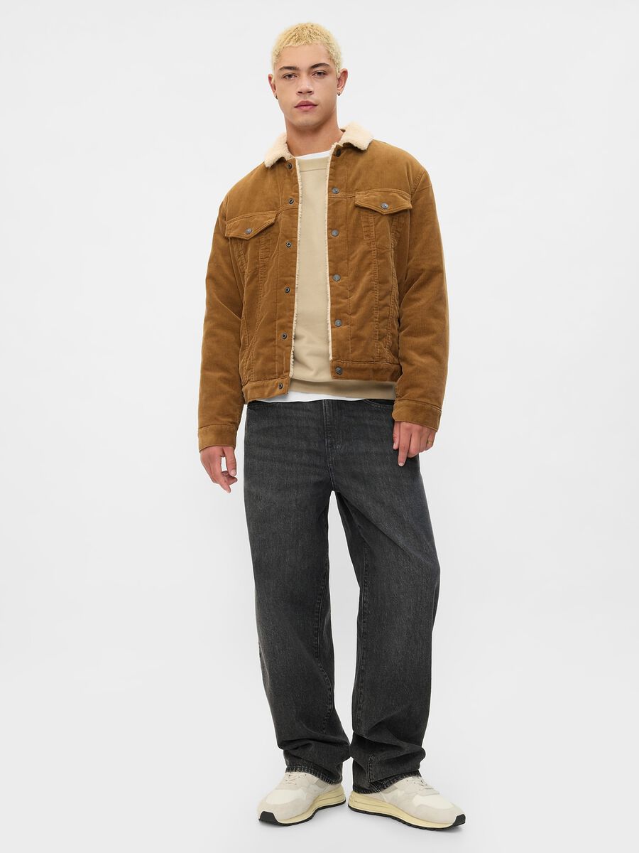 Short corduroy jacket with sherpa lining Man_1