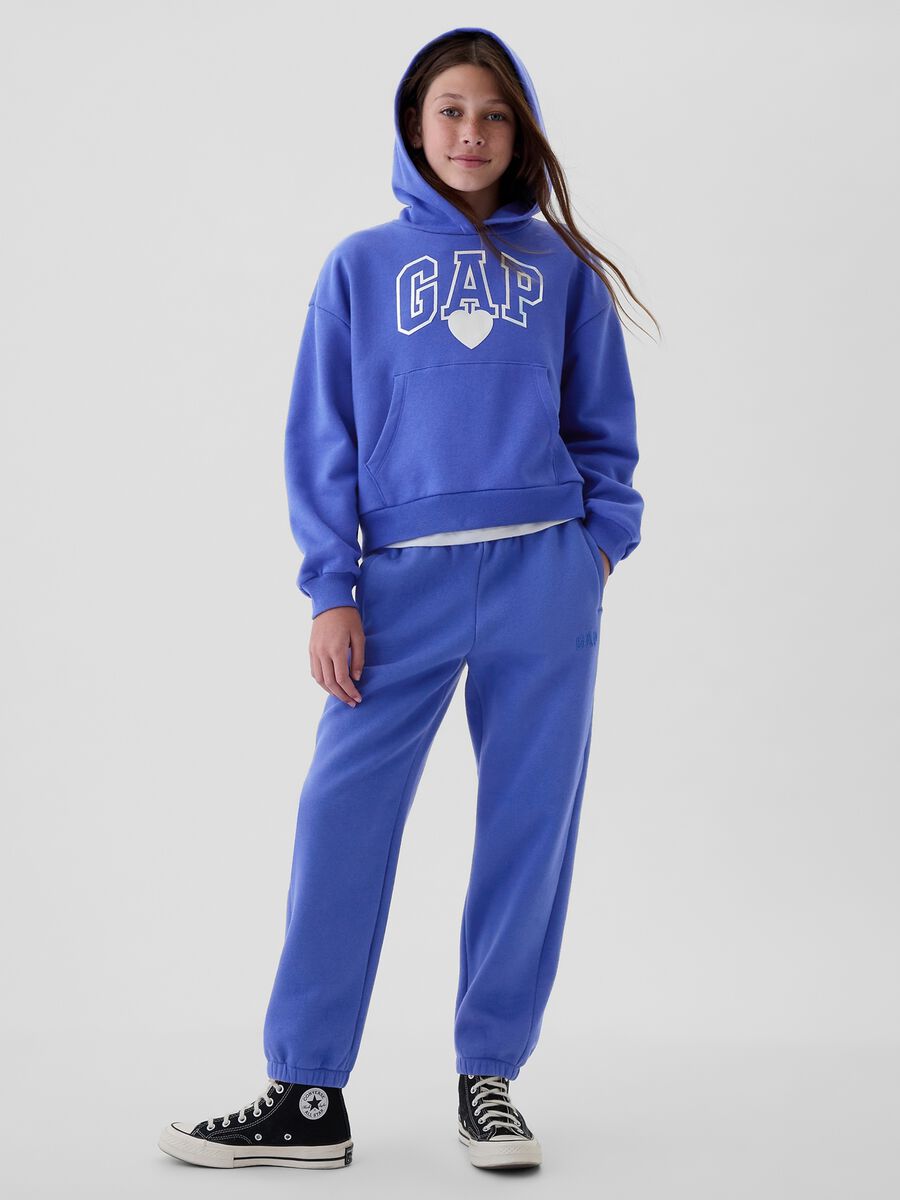 Felpa crop stampa logo e cuore in foil Bambina_1