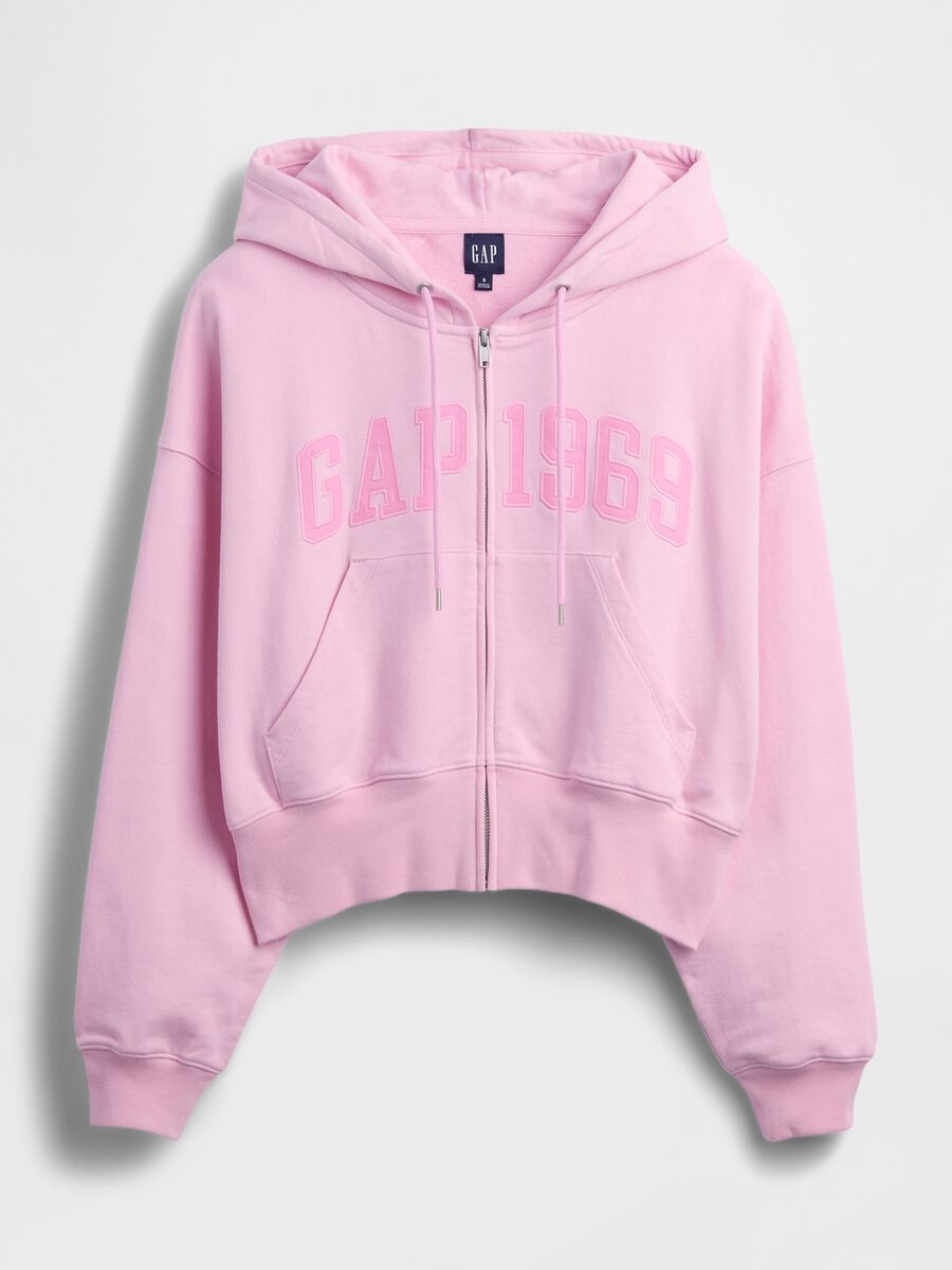 Felpa con logo GAP, cappuccio e zip in misto cotone Donna_4