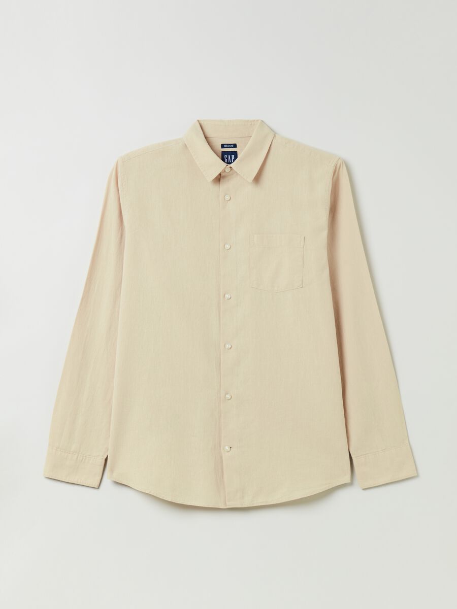 Linen and cotton shirt with pocket Man_1