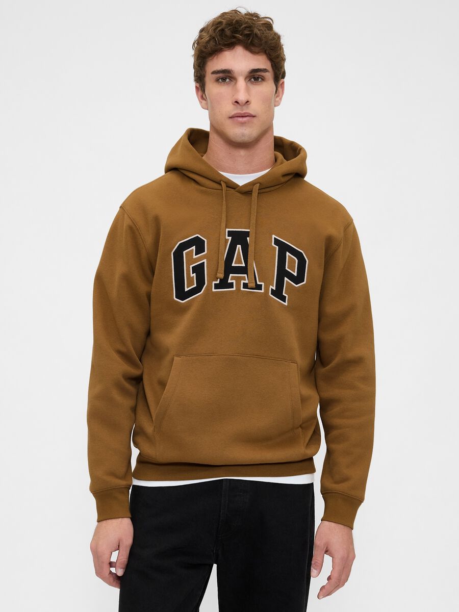 Felpa marrone con cappuccio Uomo_0