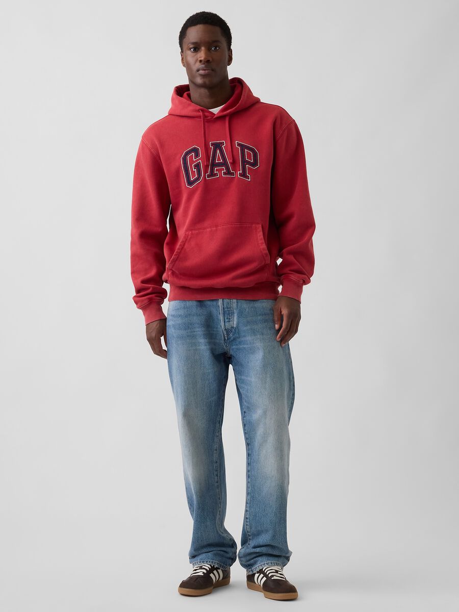 Felpa con cappuccio e logo in misto cotone Uomo_2