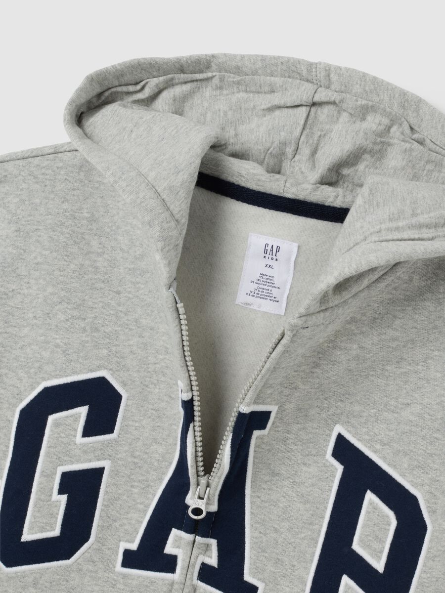 Full-zip fleece sweatshirt with logo embroidery Boy_3