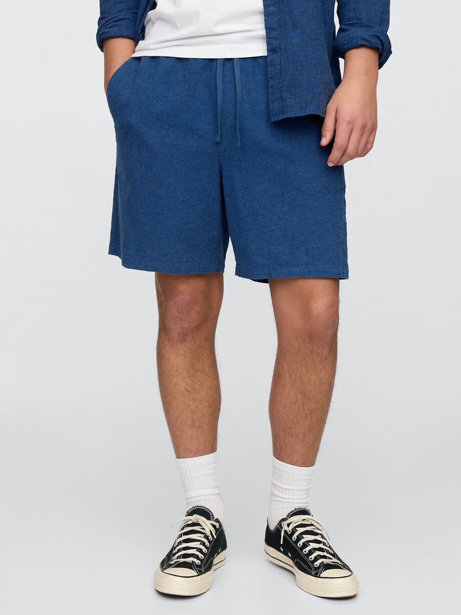 Pantaloncini blu in misto tessuto Uomo_2