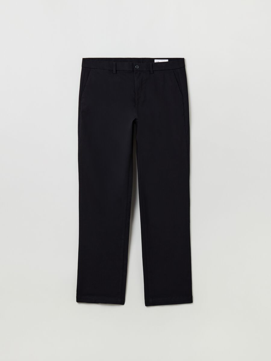 Straight-fit chino trousers in stretch cotton Man_1