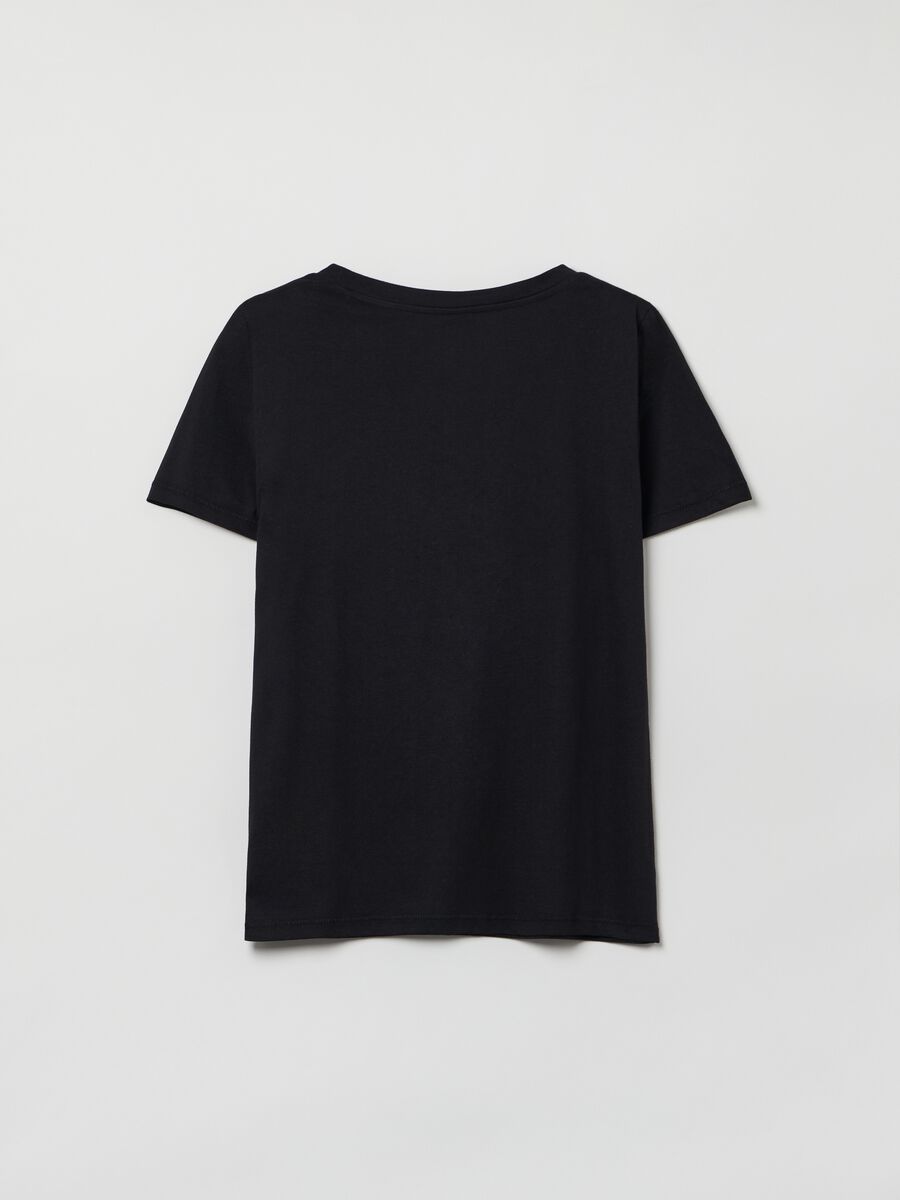 T-shirt in cotone con scollo a V Donna_2