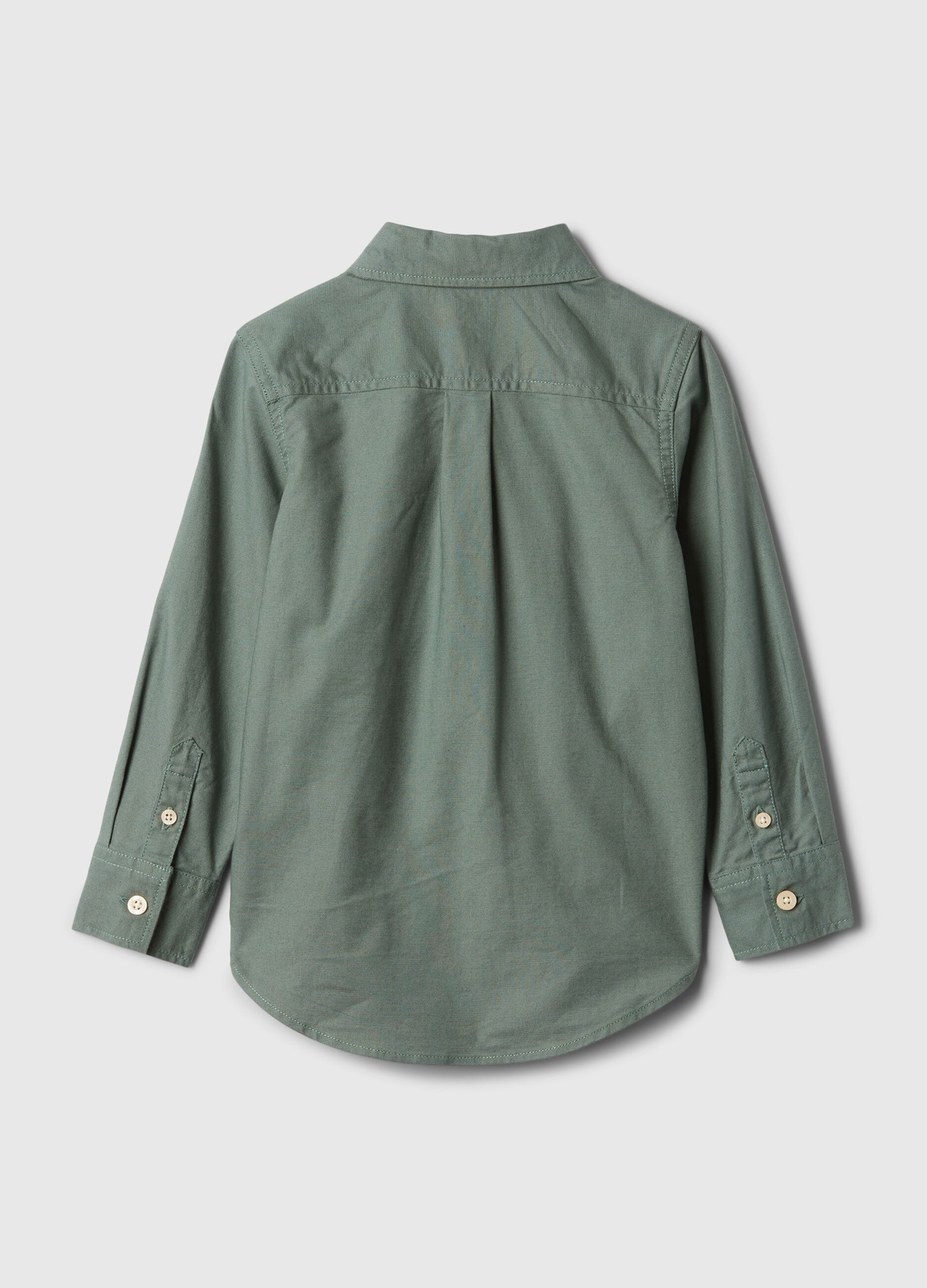 Camicia button-down con tasca e ricamo orsetto_1