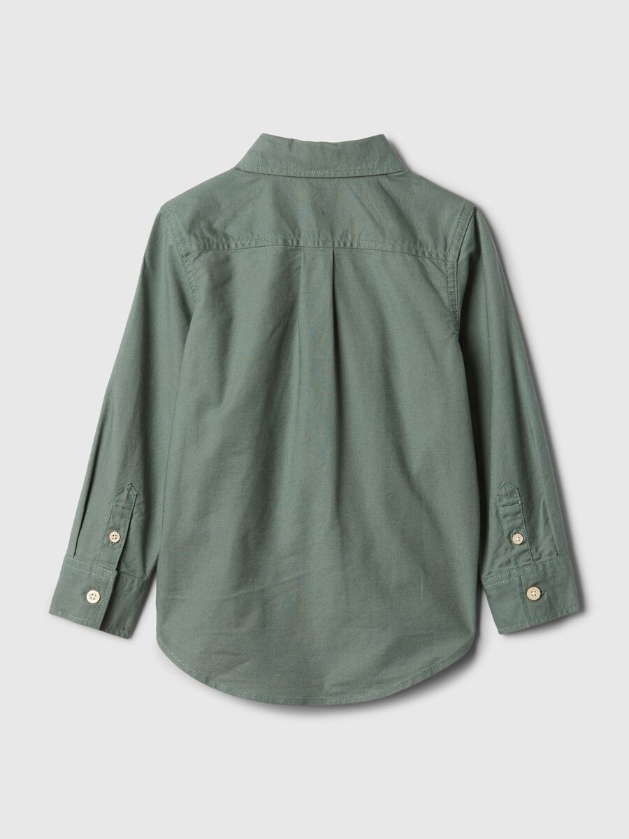Camicia button-down con tasca e ricamo orsetto Bimbo_1