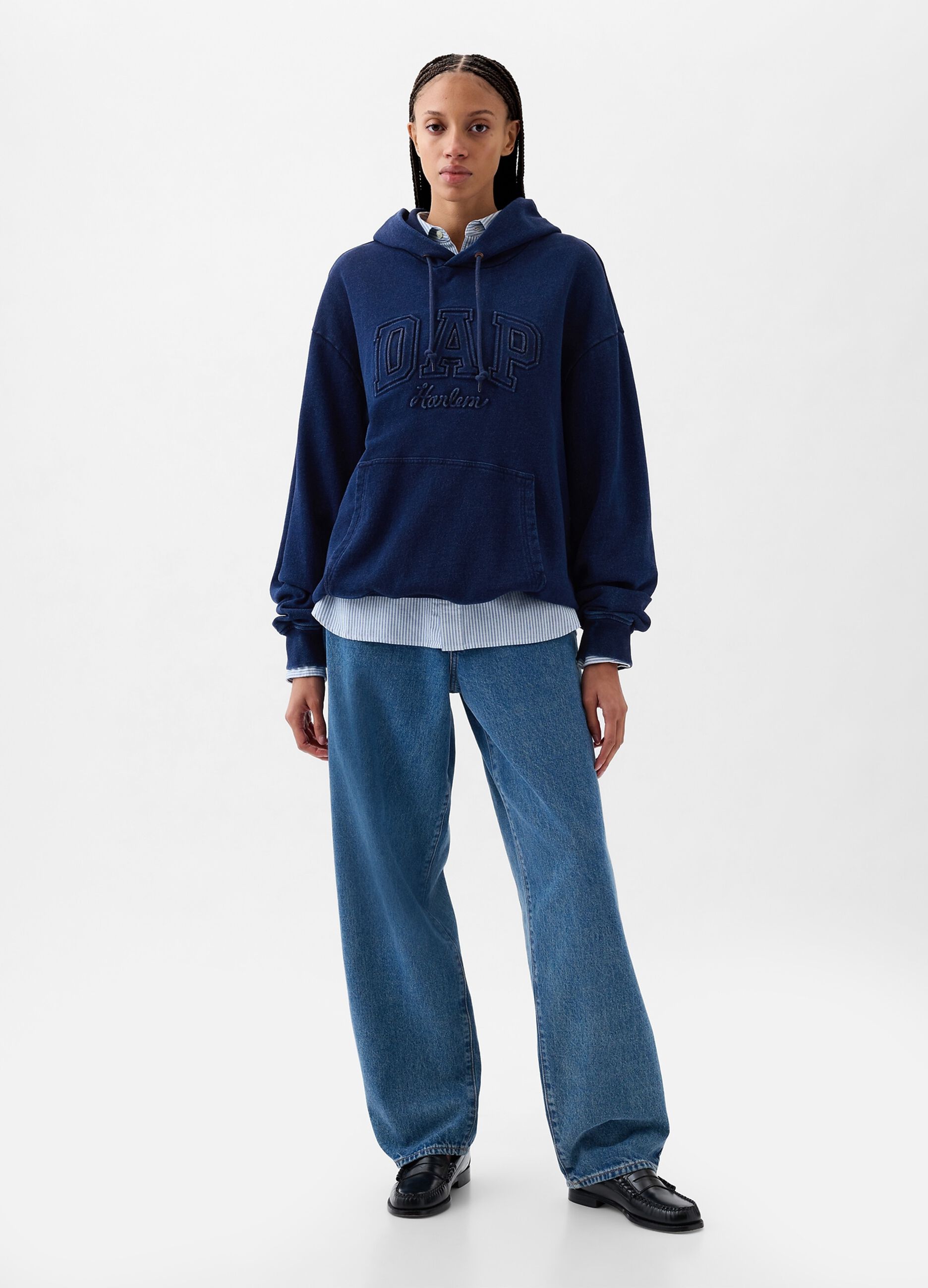 DAP x GAP Felpa in denim con cappuccio e logo