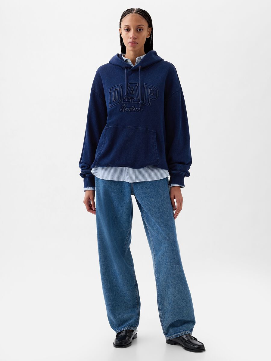 DAP x GAP Felpa in denim con cappuccio e logo Unisex_0