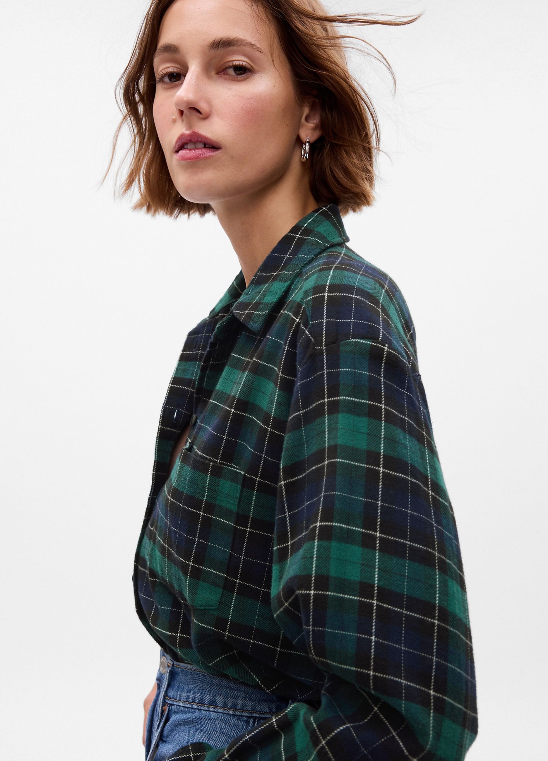 Oversized shirt in flannel with check pattern_2