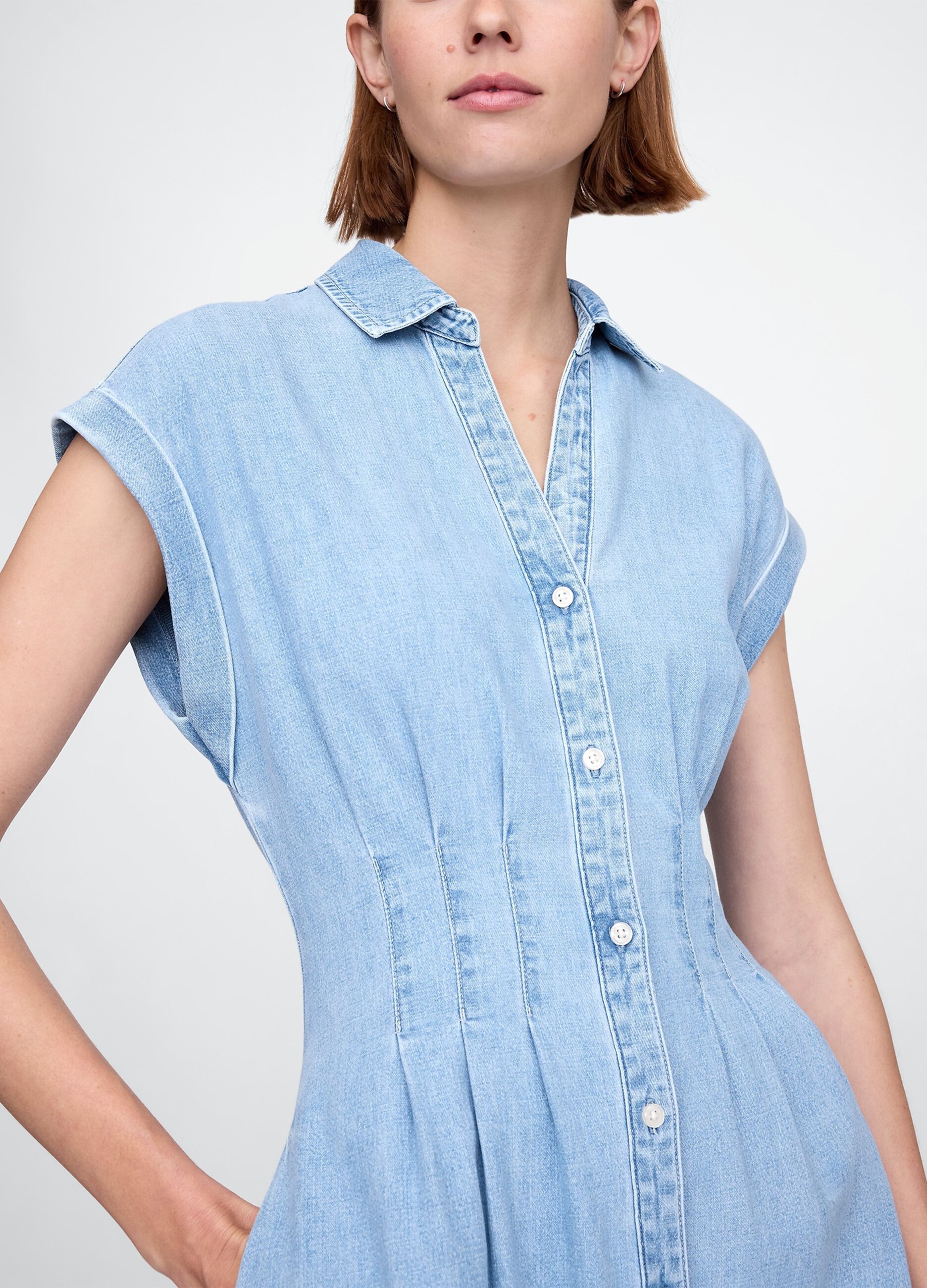 Vestito lungo denim in cotone_3