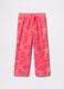 Pink wide-leg joggers with logo embroidery and flowers print_0